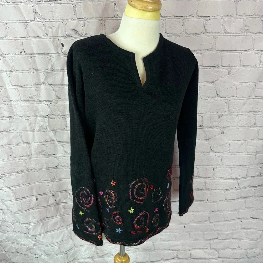 vintage david brooks embroidered cotton tunic sweater large